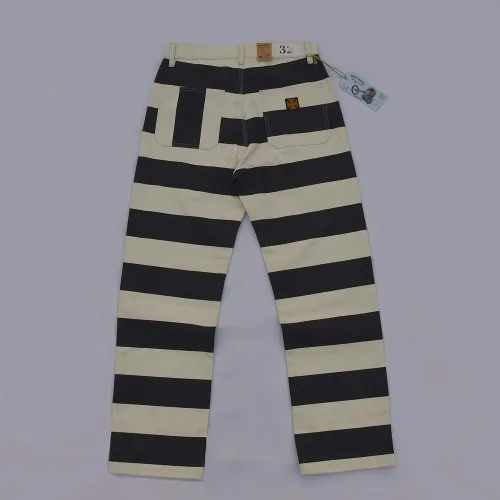 Vista 3 de Pantalones de moto a rayas prisionero de 16oz