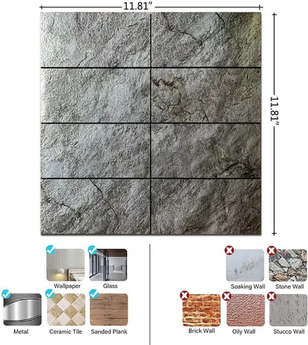 Vista 2 de Paquete de 10 azulejos impermeables para salpicaduras de despegar y pegar, autoadhesivos para estufa de cocina, tocador de baño, mesa de lavandería