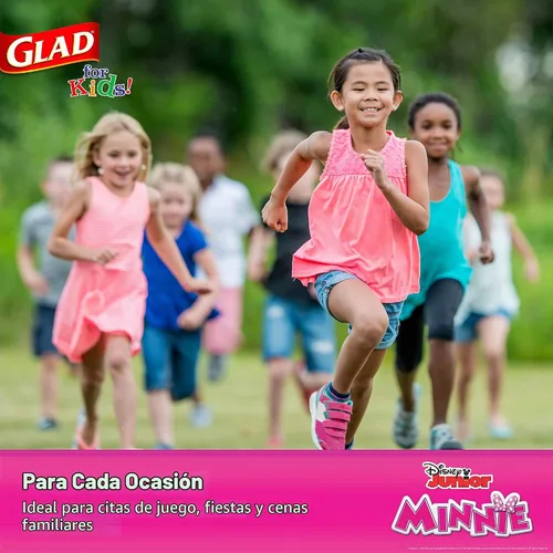 Vista 5 de Glad para Niños Cuencos Desechables de Papel de Disney Mickey y sus Amigos, Minnie Dots - Resistentes, A Prueba de Remojo, Aptos para Microondas