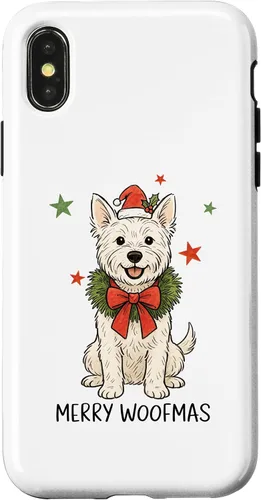Vista 5 de Merry Woofmas White Terrier Dog Santa Hat Christmas Cute Dog Case for iPhone 15