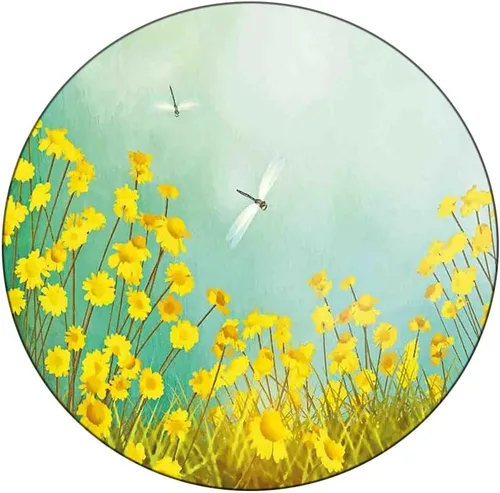 Vista 10 de Mantel redondo de vinilo ajustable, mantel de poliéster con estampado de libélula, libélulas exóticas volando en cielo nube, se ajusta a mesas