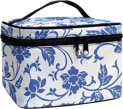 Vista 18 de Flashideas Bolsa de maquillaje para cosméticos Almacenamiento vertical Bolsa de maquillaje de viaje de gran capacidad, Caballo Azteca 1