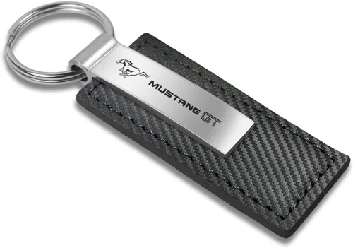 Vista 2 de AU-TOMOTIVE GOLD Llavero de cuero rectangular de fibra de carbono para Ford Mustang (negro), Negro -, Moderno