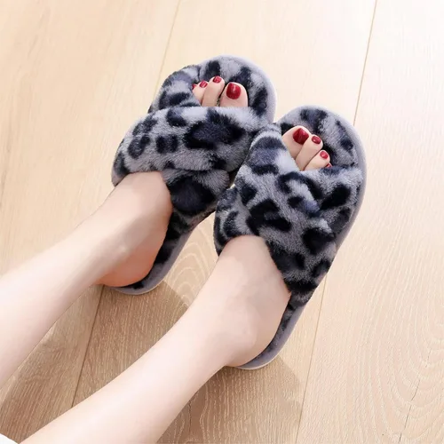 Vista 8 de Crazy Lady Women's Fuzzy Fluffy Furry Fur Slippers Flip Flop Open Toe Cozy House Memory Foam Sandals Slides Soft Flat Comfy Anti-Slip Spa Indoor