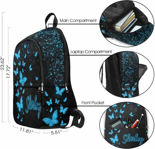 Vista 3 de M YESCUSTOM Mochila personalizada casual con nombre, multifuncional, para adolescentes, niñas, niños, mochilas escolares para niños, 0705-10