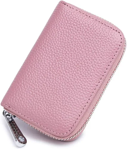 Vista 2 de EASTNIGHTS Cartera de cuero genuino para tarjetas de crédito RFID con cremallera