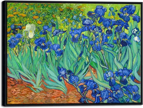 Vista 10 de Wieco Art Lienzo enmarcado para pared, impresiones de lirios de Van Gogh, flores famosas, pinturas al óleo, reproducción moderna de lienzo giclée