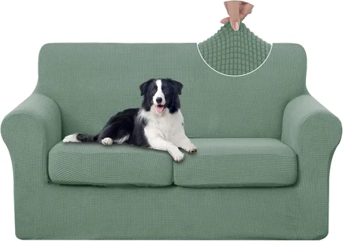 Vista 12 de U-NICE HOME Funda elástica para sofá de 3 piezas, funda de sofá lavable con cojín de asiento individual para sofá de 2 cojines, apta para mascotas