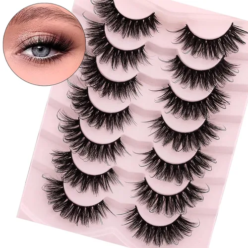 Vista 15 de DYSILK Pestañas postizas naturales de visón 6D, aspecto dramático, pestañas postizas esponjosas, extensión de maquillaje, pestañas largas hechas a