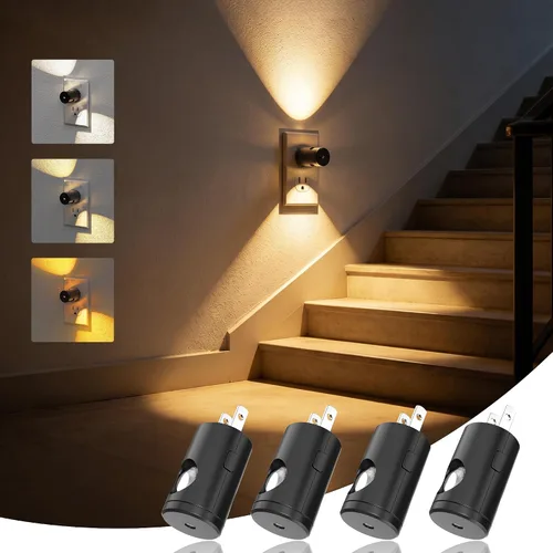 Vista 12 de JandCase Luces nocturnas que se enchufan a la pared, paquete de 12 mini Negro
