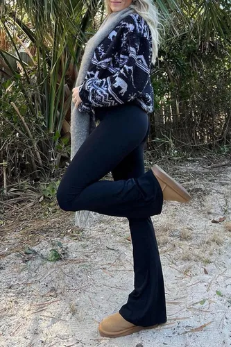 Vista 9 de Sunzel - Leggings acampanados para mujer, sin costuras frontales, pantalones de yoga con control de abdomen, cintura alta cruzada, 28303234 pulgadas