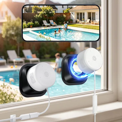 Vista 9 de Cámara de seguridad de ventana de 4MP 2K, cámara inalámbrica WiFi 5G y 2.4GHz, monitor de visión nocturna a color de luz negra, vidrio de montaje