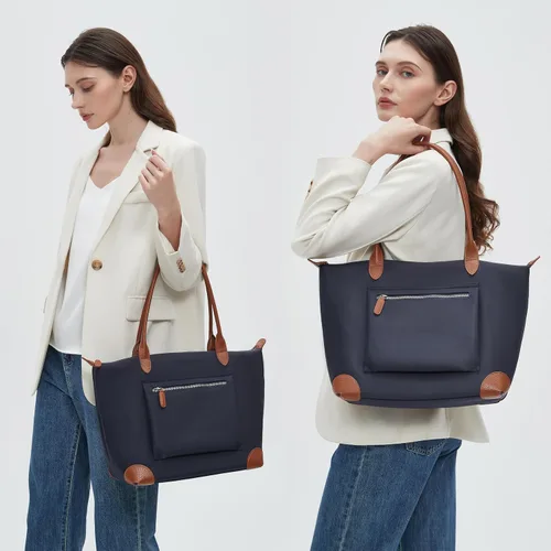 Vista 2 de DORIS&JACKY Bolso Tote de Diseñador para Mujeres Grande Ligero de Cuero Nylon Bolso de Hombro para Trabajo y Cartera de Viaje Plegable Large