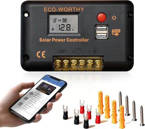 Vista 11 de ECO-WORTHY Controlador de carga solar PWM 30A con kit de cable de extensión