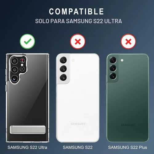 Vista 7 de CEDO - Funda con soporte para Samsung Galaxy S22 Ultra, ajustable en 3 direcciones con soporte de metal, parachoques a prueba de golpes de grado