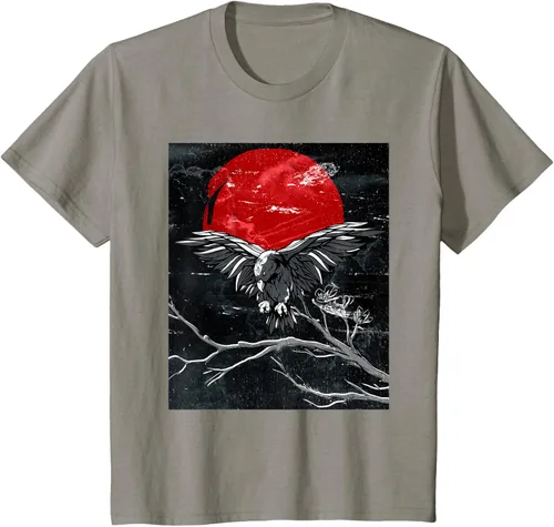 Vista 24 de Red Moon Raven - Camiseta japonesa de cuervo negro, Negro, S