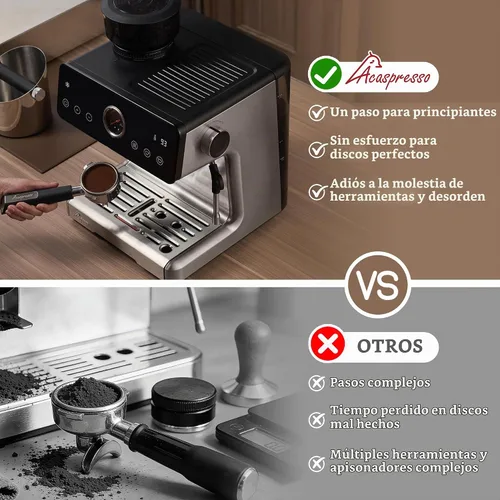 Vista 11 de Máquina de espresso con distribución automática y tazón con molinillo, cafetera barista con cold brew, espumador de leche para latte, máquina