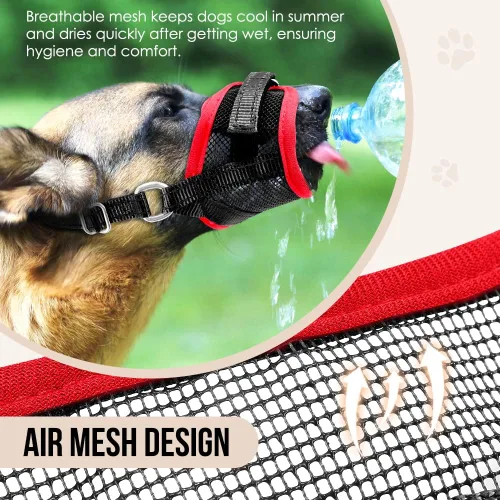 Vista 2 de SlowTon Bozal para perros – Protector bucal de malla suave para perros pequeños, medianos y grandes, Chihuahua, Husky Labrador Retriever, bucle
