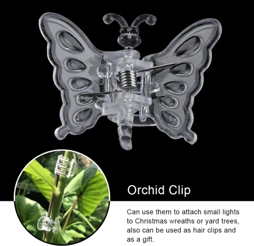 Vista 2 de 100 clips de jardín para plantas, clip de orquídea, herramientas de jardín, clips de tallo para crecer vertical, orquídea de plástico, mini tallos