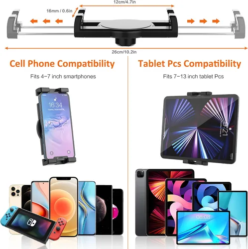 Vista 7 de Soporte para portavasos de automóvil resistente [rotación de 360° sin sacudidas] Soporte para iPad con brazo de metal para tableta y teléfono, iPad