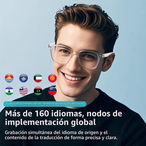 Vista 3 de Gafas Inteligentes Bluetooth para Mujeres, Gafas de Traducción AI Compatible con 165+ Idiomas, Micrófono y Altavoces Integrados, Lentes que Cambian