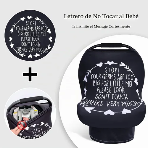 Vista 2 de Metplus Funda de asiento de automóvil sin contacto para bebés, fundas de lactancia para mamá, bufanda de lactancia, toldo multiusos para asiento