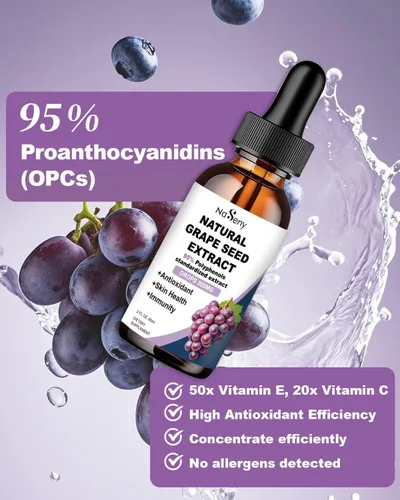 Vista 4 de Extracto de semilla de uva natural, suplemento líquido de extracto de semilla de uva de 300 mg – Tintura de semilla de Vitis Vinifera de máxima