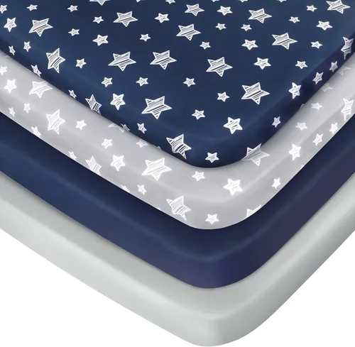 Vista 16 de Juego de sábanas de moisés de 4 piezas para bebé niño o niña, ajuste universal para colchón ovalado, con forma de reloj de arena y rectangular, gris