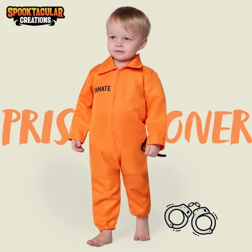 Vista 2 de Spooktacular Creations Traje de uniforme de prisión naranja moderno bebé