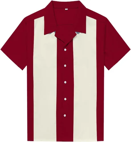 Vista 3 de Anchor MSJ Camisa clásica de bolos retro para hombre Negro