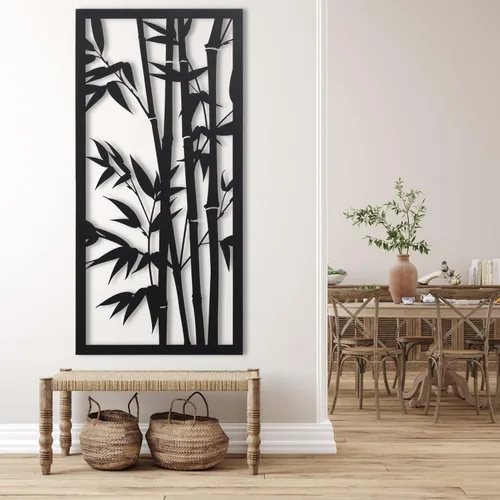 Vista 3 de Arte de pared de metal, decoración de pared de metal con árboles de bambú, bosque de bambú, decoración moderna única para el hogar, decoración