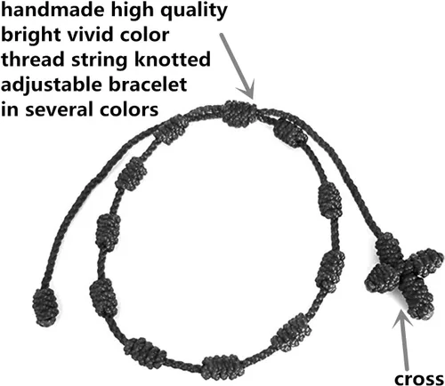 Vista 2 de YouU Juego de 5 pulseras de cruz rosario hechas a mano, pulseras decenarios