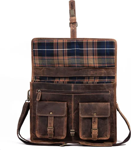 Vista 3 de Maletín de cuero 18 pulgadas portátil bolso de mensajero para hombres y mujeres mejor bolso de oficina
