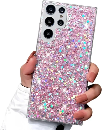 Vista 13 de YTanazing Funda para Samsung Galaxy S24 FE con purpurina, bonita funda con diamantes brillantes para mujeres y niñas, fundas de goma delgada a
