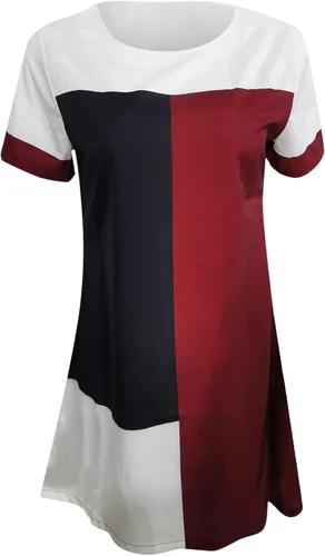 Vista 3 de Vestidos de invitada de boda para mujer, vestido de manga corta con cuello en V