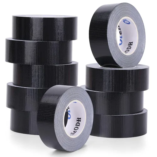 Vista 17 de Paquete de 5 mini cintas adhesivas negras de 1 pulgada x 75 yardas, tamaño de bolsillo, resistente, impermeable, sin residuos que se rompan a mano