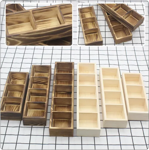 Vista 8 de Wood Tea Bag Storage Organizer Box, 3 Compartment Countertop Holder