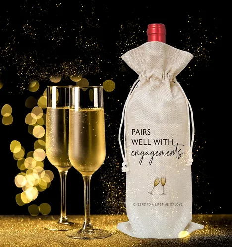 Vista 4 de Regalos de compromiso para parejas, regalo de compromiso, decoraciones de fiesta de compromiso, regalos para parejas comprometidas bolsa de vino