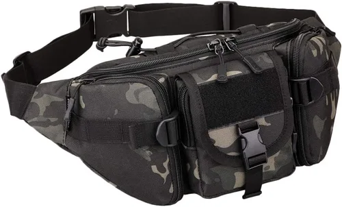 Vista 7 de Riñonera táctica militar impermeable WR para escalada al aire libre, pesca, correr, caza, compatible con iPhone 8 7 7 plus (camuflaje ACU)