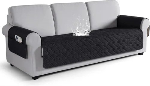 Vista 7 de VANSOFY Funda para Sofá, Fundas de Sofá Impermeables Lavables Forro Protector de Muebles Fundas de Asiento de Sofá Antideslizantes para Perros, Negro