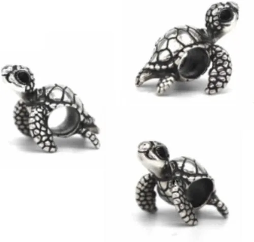 Vista 3 de Realista bebé tortuga 925 plata esterlina encanto grano para pandora y pulseras de encanto similares o collares, Plata, No es una piedra preciosa