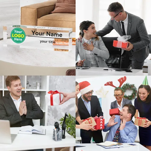 Vista 6 de Placa de nombre personalizada para escritorio MXZLBY Regalos para oficina Decoraciones de oficina para el trabajo Personaliza tus placas