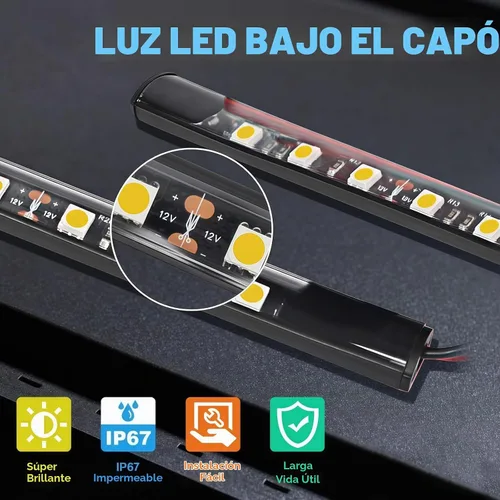 Vista 2 de GraceYou - Kit de luces LED para debajo del capó, impermeable, 12 V, luces LED para automóvil, barras, capó de automóvil, luces de inspección