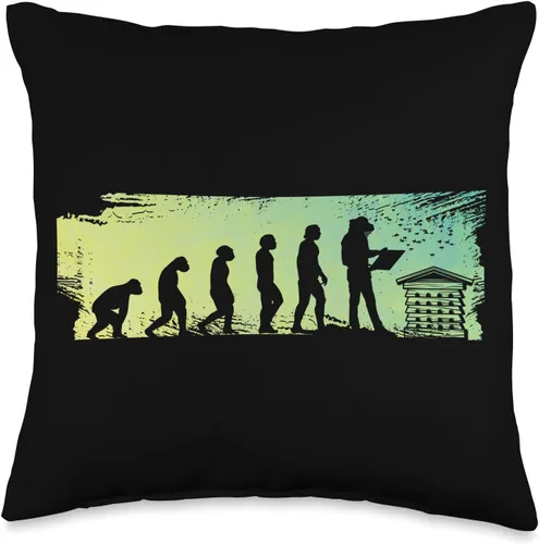 Vista 4 de Beekeepers Naturals Bee Pollen Honey Making Evolution Honey Bees Supplies Beekeeper Throw Pillow, 18x18, Multicolor