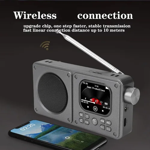 Vista 7 de Jectse Radio digital, radio de vídeo AM FM 2.01 pulgadas pantalla MP3 MP4 reproductor 5.4 altavoz, portátil recargable con conector para auriculares