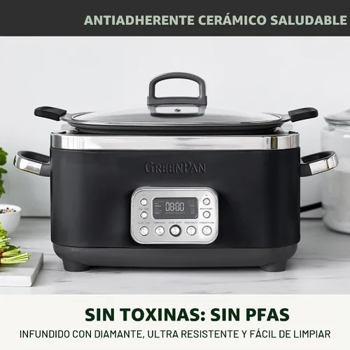 Vista 2 de GreenPan Elite 14 en 1 olla de cocción lenta eléctrica antiadherente de 6 cuartos de galón, olla de cocción múltiple de cerámica sin PFAS