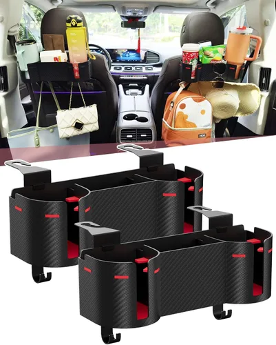 Vista 12 de Soporte para portavasos de asiento trasero de automóvil de 3.7 pulgadas con organizador, organizador de respaldo de asiento 4 en 1 de alta capacidad