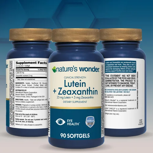 Vista 6 de Nature's Wonder Luteína de fuerza clínica 25 mg con zeaxantina 5 mg cápsulas blandas para adultos, apoya la visión y la salud ocular, sin gluten