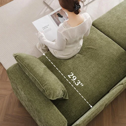 Vista 2 de Sofá de dos plazas de 53'' con almacenamiento en todos los asientos, sofá seccional modular con asiento profundo, cómodo sofá de gran