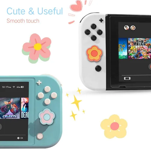 Vista 2 de PERFECTSIGHT Agarre para el pulgar Switch, lindas tapas de joystick para Nintendo Switch, 4 piezas de cubierta para pulgar para Switch LiteOLED